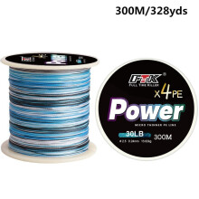 (multicolor, 0,24 mm-30 LB) Gevlochten vislijn 4 strengen geweven 300 m draad PE multifilament PE