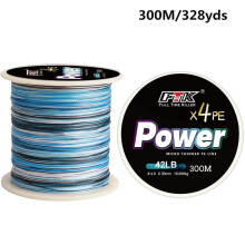 (multicolor, 0,30 mm-42 LB) Gevlochten vislijn 4 strengen geweven 300 m draad PE Multifilament PE