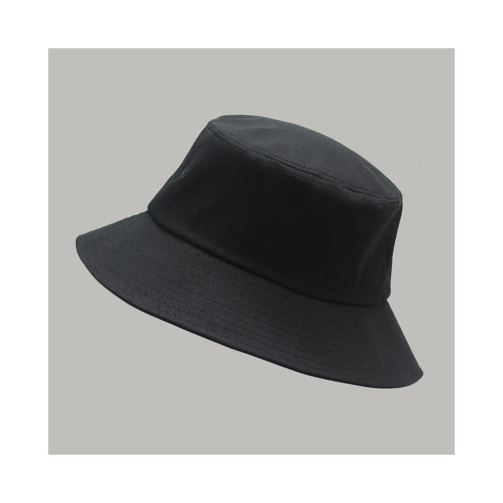 (54-57 cm Noir) Chapeau de soleil grande taille pour homme, chapeau de pêcheur vide en pur coton, casquette Panama