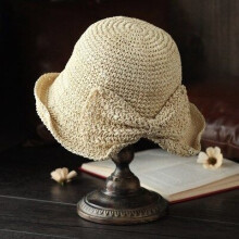 (enfant 50-54cm beige) Parent-enfant 100% raphia Bow Sun Hat Large Bord Floppy Summer Hats pour Hommes Plage