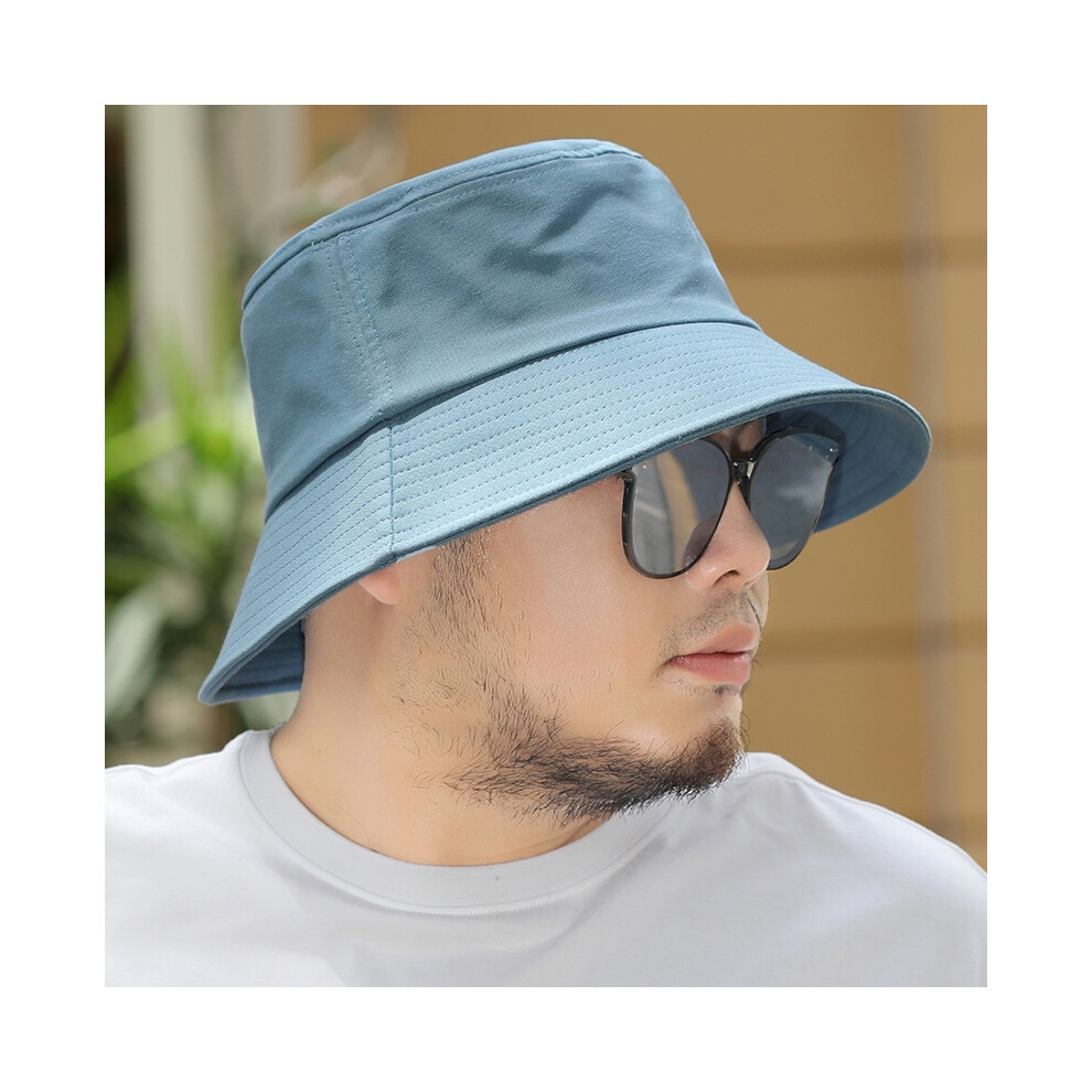 (52-56 cm K524 - Bleu) Chapeau de soleil grande taille pour homme, chapeau de pêcheur d'été en coton Panama pour