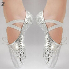 (argento, 38) Scarpe da ballo da bambina, in similpelle lucida, per balletto e ginnastica, piccola principessa