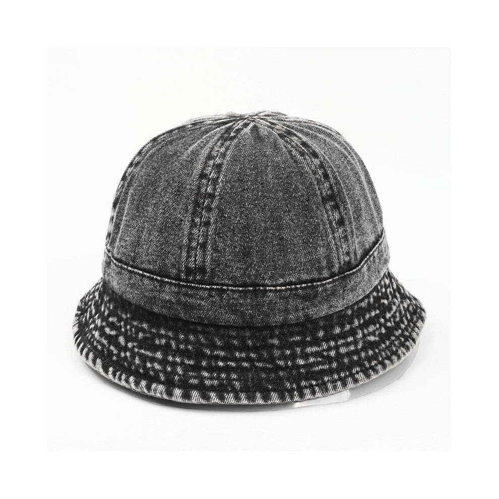 (56-58 cm Noir) Chapeau en jean délavé pour homme, chapeau de pêcheur, bob unisexe, casquette hip-hop, gorros,