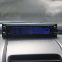 Reloj digital multifuncional 3 en 1 para coche, medidor de voltaje y temperatura, termómetro y voltímetro