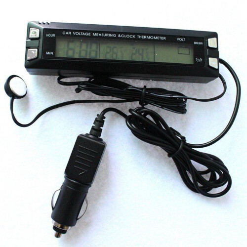 Multifunctionele 3-in-1 digitale autoklok, spannings- en temperatuurmeter, thermometer en voltmeter 1