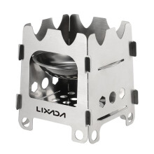 (L) Lixada Titanium Outdoor Camping Kooktoestel Draagbare Ultralichte Opvouwbare Houtkachel Zakkachel