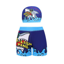 (blau, 150) Kinder Badehose und Badekappe mit Dinosaurier-Print