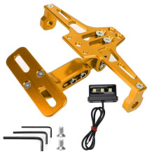 (goud) Met LED-licht CNC aluminium verstelbare motoraccessoires Motorfiets kentekenplaathouder frame
