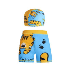 (gelb, 120) Kinder Badehose und Badekappe mit Dinosaurier-Print