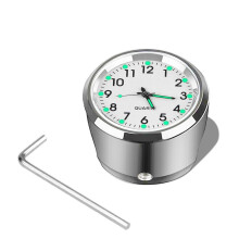 Reloj de montaje en manillar de motocicleta (blanco), 7/8", cromado, resistente al agua, de cuarzo,