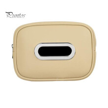 (beige) Auto tissue houder opbergdoos ritssluiting effen kleur gemakkelijk schoon te maken hangende