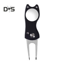 (schwarz) Golf-Divot-Tool mit Pop-up-Knopf, faltbare Golf-Divot-Reparaturgabel aus Metall, grünes Tool