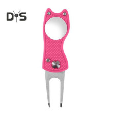 (pink) Golf-Divot-Tool mit Pop-up-Knopf, faltbare Golf-Divot-Reparaturgabel aus Metall, grünes Tool