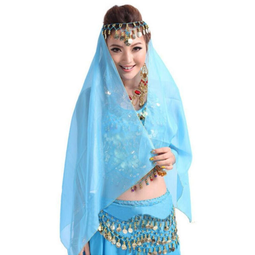 (bleu ciel) Bandeau de danse orientale (Belly Dance Headwear) Bandeau en mousseline de Chiffon pour femme, Foulard pour femme, Costume de danse