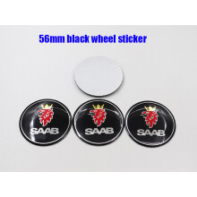 (SAAB 56 noir) 4 pcs Saab 9-3 Logo voiture ID Enjoliveur de roue Réparation de jante automatique Anti-poussière