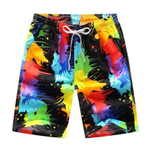 (zwart, L) Opvallende zomerbroek met elastische tailleband, geweldige ademende zwemkleding voor heren