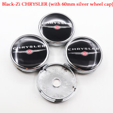 (Y 60 Black-Zi KLSL) 4 pcs Chrysler voiture logo enjoliveur de roue couvre jante autocollant Refit décoration
