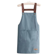 (blau) Arbeitsschürze, wasserdicht, ölbeständig, Küchenschürze mit großen Taschen, langlebige, stilvolle