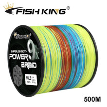 (multicolor, 3,5-0,28 mm-50 lb) Fishing King 500m 9x Strand Gevlochten Vislijn Multifilament 100% PE