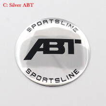 (Autocollant de roue 60 mm C argent ABT) 4 pcs Abt logo de voiture enjoliveur de roue couvre-jantes Autocollant