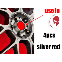 Autocollant de roue de 65 mm, tête de mort, argent et rouge, 4 pièces, pour réparation de jantes de voiture neuves