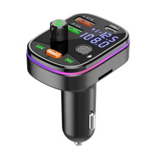 2-in-1 Bluetooth 5.0 auto FM-zender, dubbele USB 3.1A + type-C autolader, snel opladen, omgevingslicht,