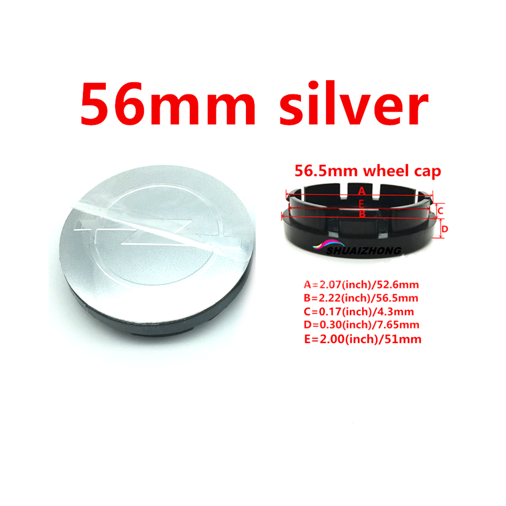 (4 pièces 56 mm argent) 4 pièces OpelCar Cache-moyeux de roue Noir Argent Jantes Couvre Logo de voiture Marque
