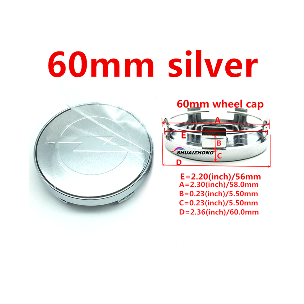 (4 pièces 60 mm argent) 4 pièces OpelCar Enjoliveurs de moyeu de roue noir argent Couvre jantes Logo de voiture