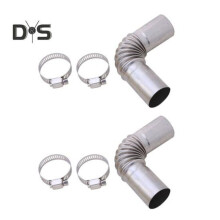 2pcs Stainless Steel Exhaust Pipe Angle Connector Car Heater Exhaust Hose With 4 Fixing Clips Auxiliary Heater Exhaust Pipe Accessories