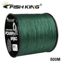 (donkergroen, 4,0-0,3 mm-55 lb) Fishing King 500m 9x Strand Gevlochten Vislijn Multifilament 100% PE