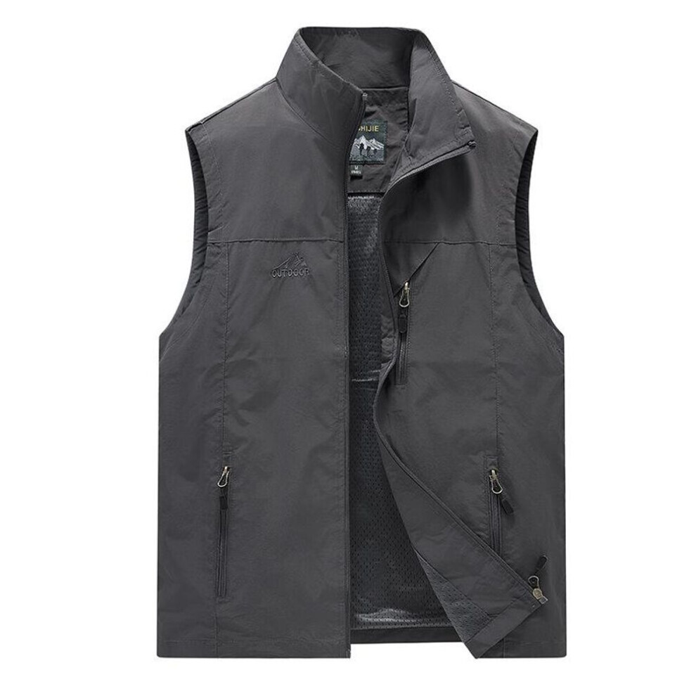 (gris, 5XL) Gilet 7882 classique pour homme - Veste de pêche respirante et légère printemps/été