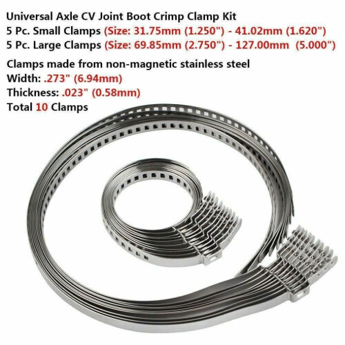 10pack Cv Boot Clips Kit Stainless Steel Axle Cv Joint Crimp Clamp Universal