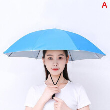 (blue) Fishingumbrella Hat Folding Umbrella Cap Camping Fishing Hiking Festival Outdoor
