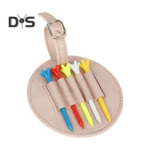 (rosa) Borsa porta tee da golf in similpelle con 5 tee, custodia per accessori da golf, organizer per