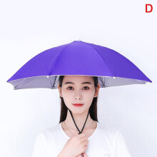 (purple) Fishingumbrella Hat Folding Umbrella Cap Camping Fishing Hiking Festival Outdoor