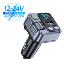 Bluetooth 5.1 Auto FM-zender 30W PD USB snellader adapter Auto MP3 stereo muziekspeler handsfree 3,5
