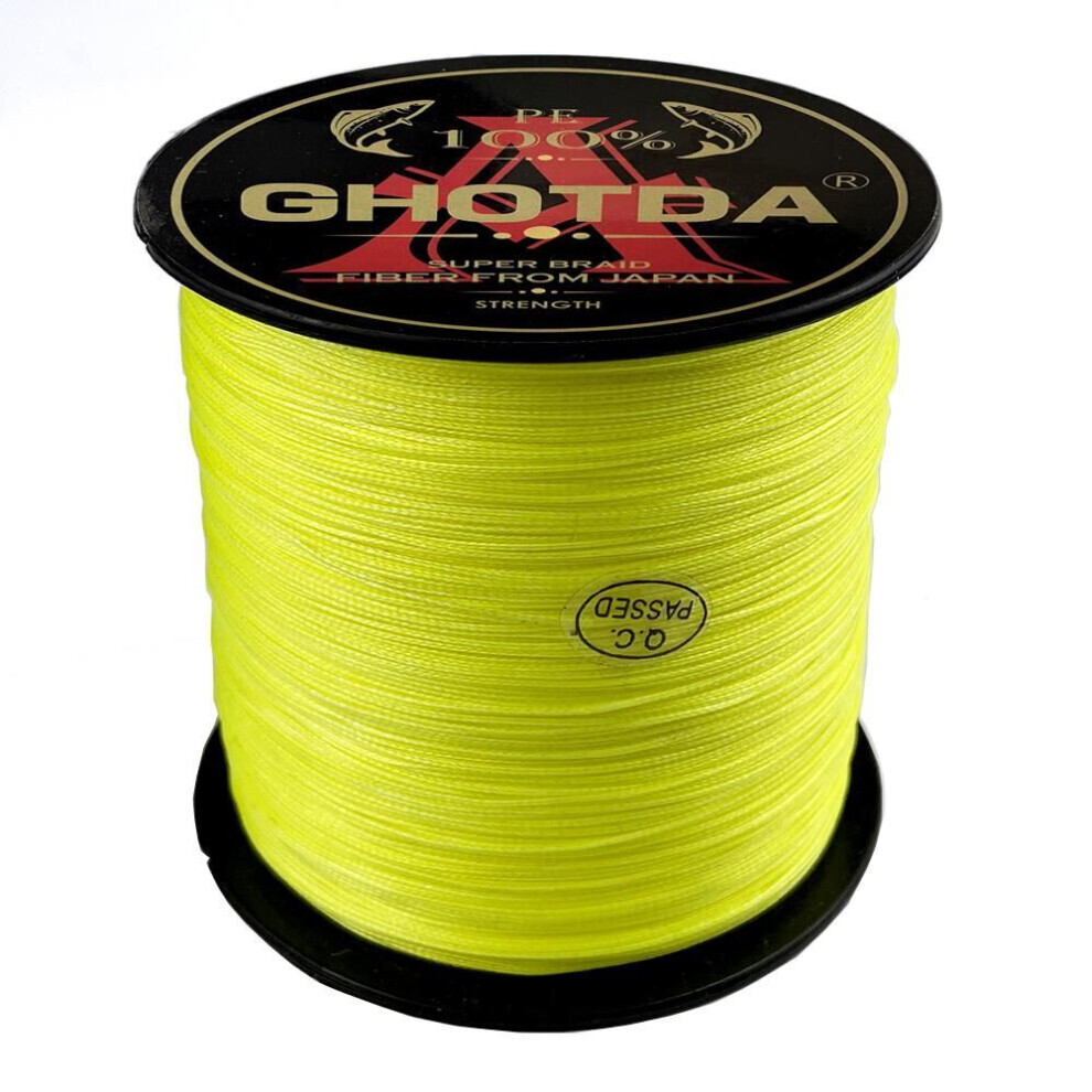 (jaune, 28lb) Ghotda Pe Ligne de pêche tressée Multifilament 100m 4 brins 10-80lb Lignes pour cordage de pêche