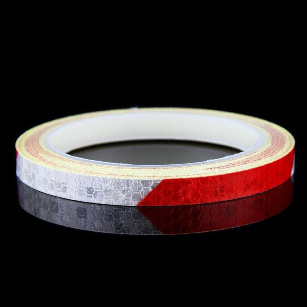 (blanc,rouge) 8m X 1cm Ruban adhésif réfléchissant Car Truck Body Diy Self Adhesive Decal Stripe