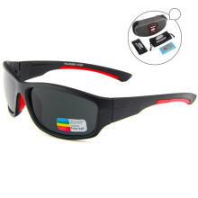 (zwart) Queshark gepolariseerde fietszonnebril UV400 sportbril dames heren vis- en wandelbril