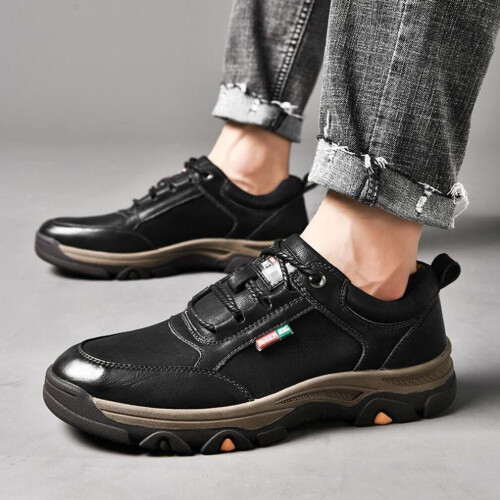 (schwarz, 44) Herren Leichte Outdoor Leder Wanderschuhe