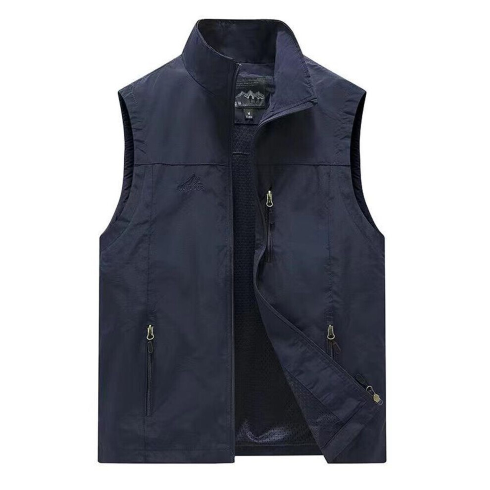 (bleu foncé, 4XL) Gilet Classic 7882 pour hommes - Veste de pêche respirante et légère printemps/été