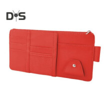 (rosso) Organizer per aletta parasole per auto, porta-tessere, con elastico, organizer interno per aletta