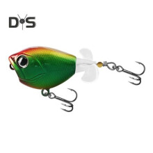 (groen) 5,3 cm/6 g Topwater-vislokmiddel met dubbele propellers, drievoudige haak, lange worp, realistisch
