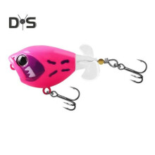 (roze) 5,3 cm/6 g Topwater-vislokmiddel met dubbele propellers, drievoudige haak, lange worp, realistisch