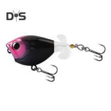 (roze,zwart) 5,3 cm/6 g oppervlaktevislokmiddel met dubbele propellers, drievoudige haak, realistische