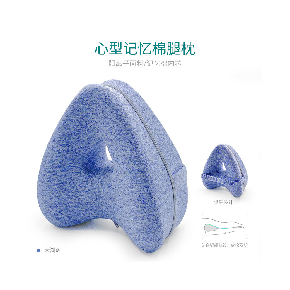 (Bleu) Oreillers de voyage en coton à mémoire de forme pour les jambes, oreillers de voyage en mousse pour la