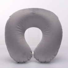 (Gris) Oreiller de voyage gonflable en forme de U pour agence de voyage, housse souple courte + oreillers de voyage