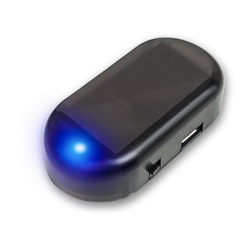 (bleu) 1Pcs Car Solar Warning Light Dummy Alarm Simulation Anti-theft Universal LED Camera Interior Lamp