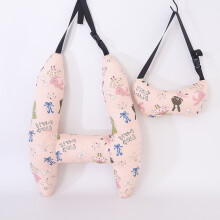(Lapin couronne rose) Forme en H - Appui-tête pour enfants en voiture, oreillers de voyage pour siège arrière