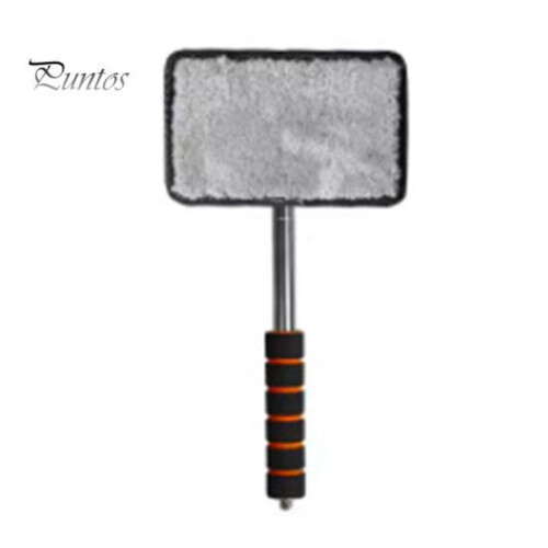 (Negro) Limpiaparabrisas de coche con mango extensible, almohadillas de microfibra reutilizables, cepillo